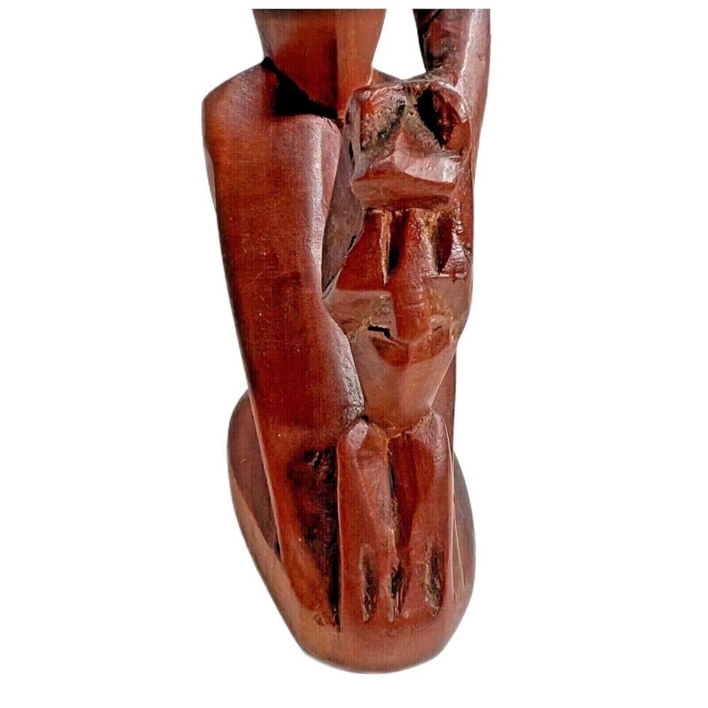 Vtg Hand Carved Wood Monkey Figurine Statue Totem Head Tribal Art READ - Picture 7 of 10